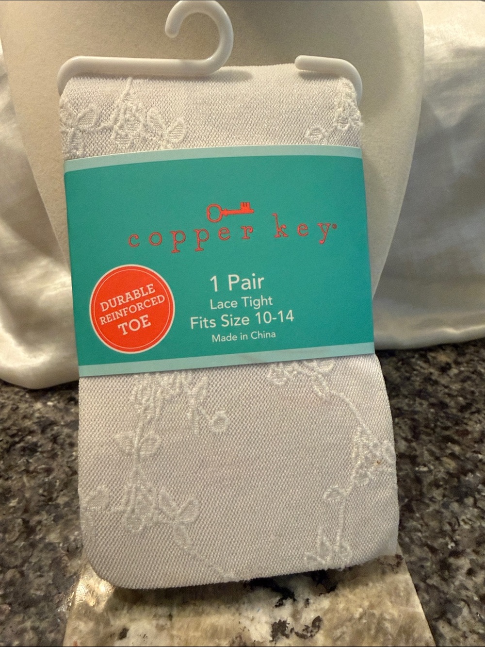 Copper Key White Lace Tights for Kids